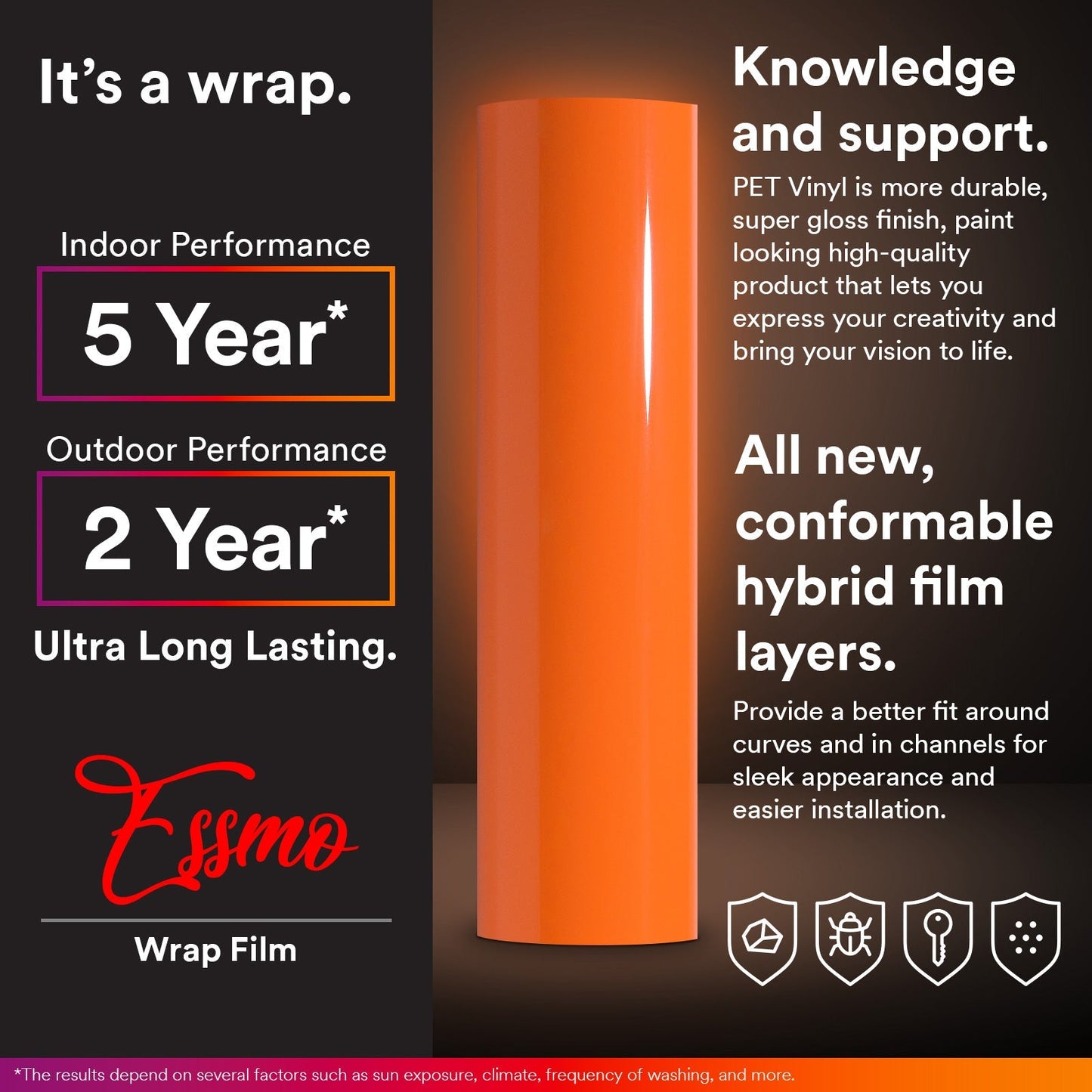 PET Super Gloss Lava Orange Vinyl Wrap